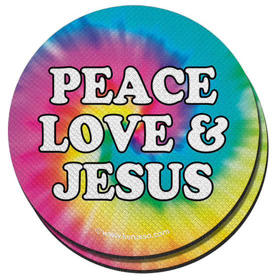 "Peace Love & Jesus" Unisex Coaster by Kerusso - Christian Coaster