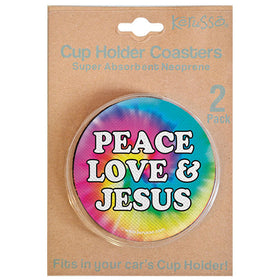 "Peace Love & Jesus" Unisex Coaster by Kerusso - Christian Coaster
