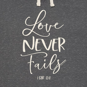 "Love Never Fails" Womens Hoody by grace & truth - Christian Hoody