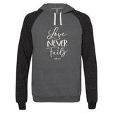 "Love Never Fails" Womens Hoody by grace & truth - Christian Hoody