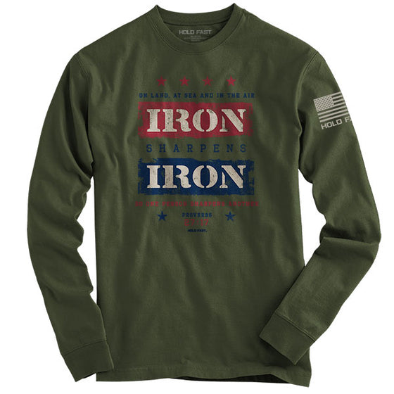 "Iron Sharpens Iron" Mens T-Shirt by HOLD FAST - Christian T-Shirt